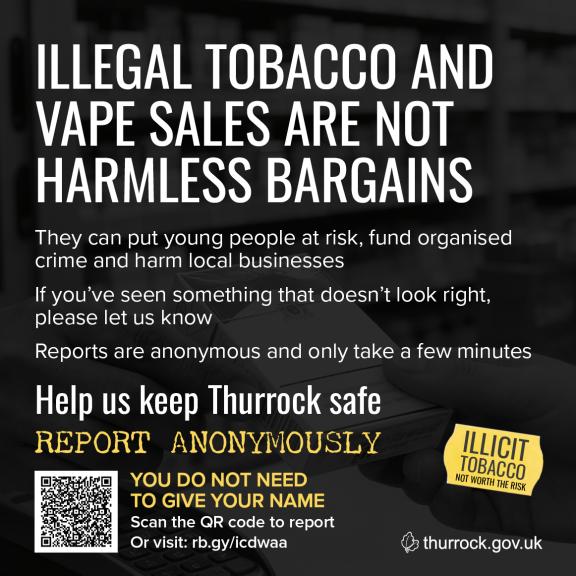 Illegal tobacco and vape poster with QR code 