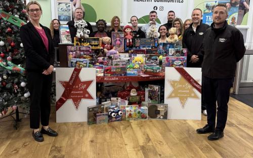 Cllr Hartstean visited Impulse Leisure Centre in Blackshots on Tuesday 2 December to see some of the donated gifts