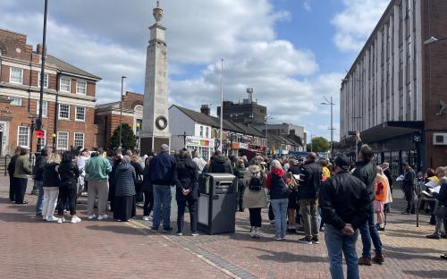Residents attending a VE Day service at Grays War Memorial
