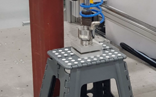 One of the plastic step stools from the sample seized during testing