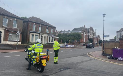 Police officers carrying out driving checks in Grays
