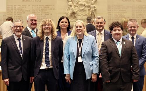 (Left to right) Cllr Alan Benson, Cllr Rob Willoughby, Cllr Alex Anderson, Cllr Milena Bingley, Cllr Sara Poyntz, Cllr Richard Bingley, Cllr George Monk, Cllr Tom Kelly