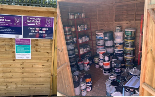 paint tins in the shop  
