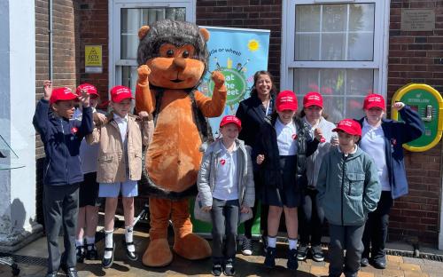 Pupil's from Lansdowne Primary Academy with Dr Rubinder Bains, Director of Public Health, for the Beat the Street launch