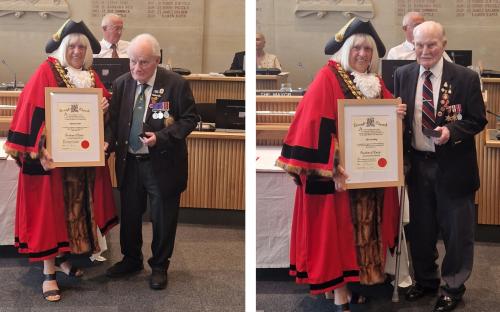 Freedom of the Borough Awards presented to Mike Ostler (left) and Jim Gooding (right)