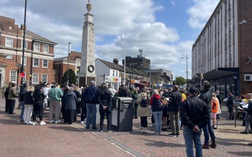 Residents attending a VE Day service at Grays War Memorial