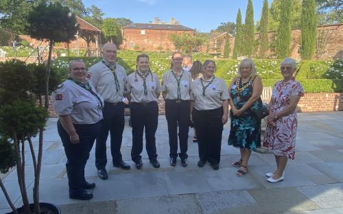 Leaders from 1st Ockendon Cub Pack with Cllr Sue Shinnick, Mayor of Thurrock and Jackie Allan, Deputy Lieutenant, at the KAVS reception for nominees in June