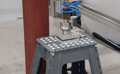 One of the plastic step stools from the sample seized during testing