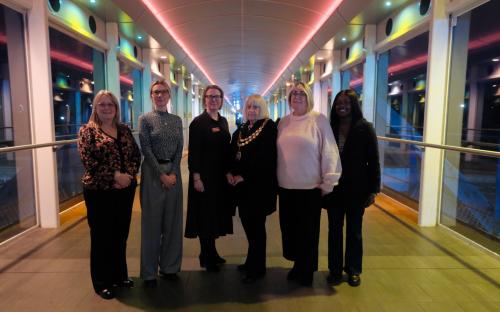 Picture caption details (l-r) Cllr Lynda Heath, Cllr Vikki Hartstean, Nancy Foster, Cllr Sue Shinnick, Mayor of Thurrock, Cllr Lee Watson, and Cllr Cici Manwa - Please credit photos to Lakeside Shopping Centre